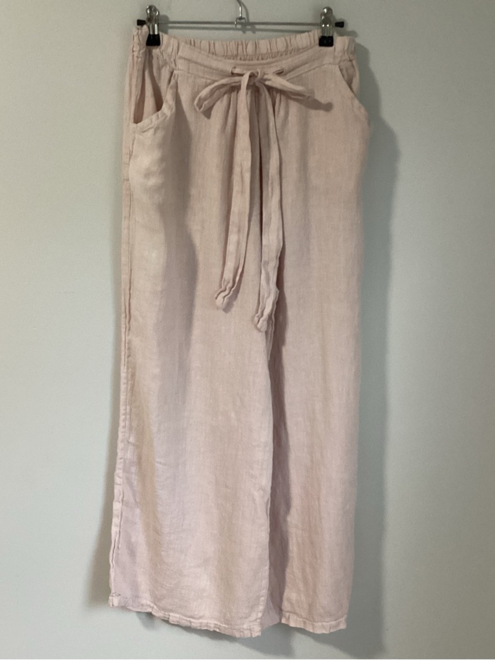 * Made In Italy Blush Linen Wide-Leg Pants C34